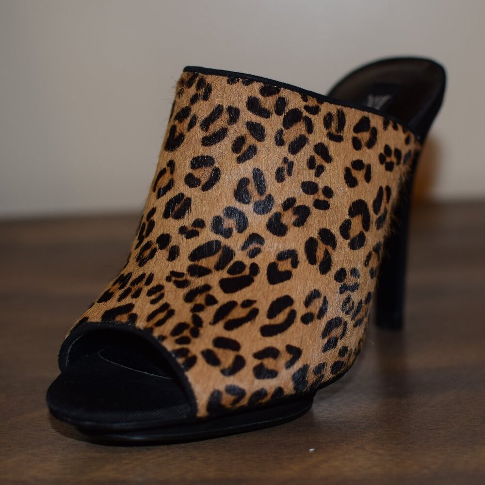 MANGO Animal Print Leather Hair On Cheetah Peep Toe Heels Date Night Classy - 6 - Picture 8 of 12